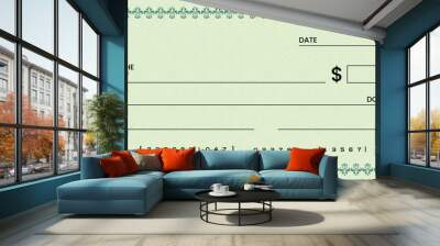 Blank bank check, checkbook cheque template or money payment paper voucher, vector mockup. Business or personal account cash pay cheque certificate or paycheck coupon from checkbook	 Wall mural