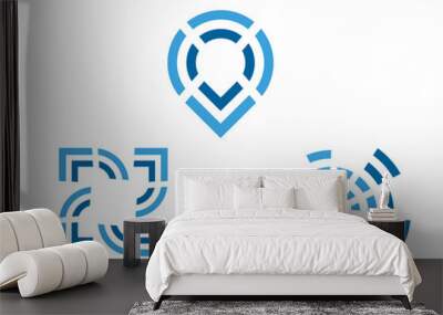 abstract pin location wireless signal Wall mural