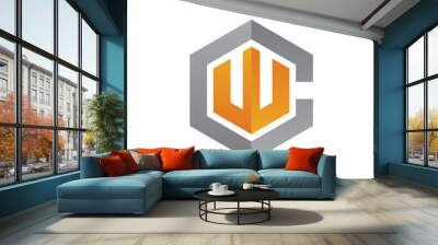 cw wc hexagon logo template Wall mural