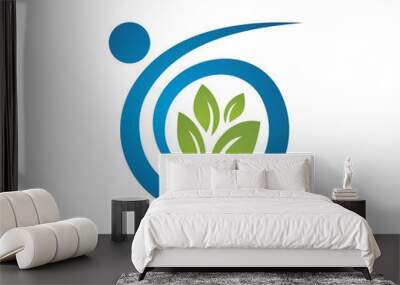 people leaf logo icon template 1 Wall mural