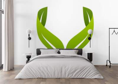 V letter green leaf logo template Wall mural