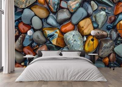 an elegant view of different coloured stones on the beach Wall mural