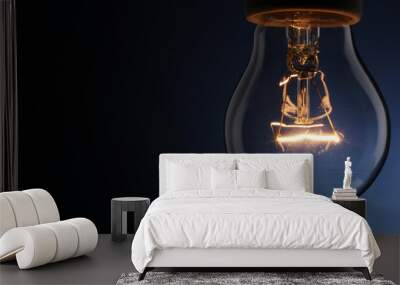 A lit light bulb isolated on white Wall mural