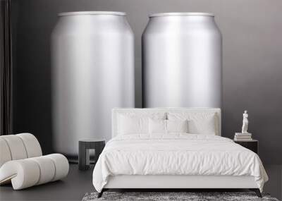 aluminum cans on grey background Wall mural