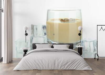 Baileys liqueur in glass isolated on white Wall mural