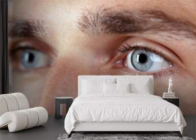 Beautiful blue man eyes close up Wall mural