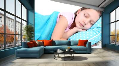 beautiful little girl sleeping, close-up Wall mural