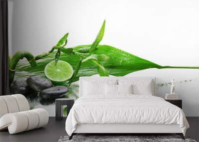 Beautiful spa composition on white background, close up Wall mural