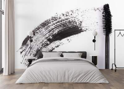 black mascara brush stroke isolated on white Wall mural