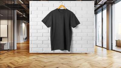 Blank black t-shirt against brick wall Wall mural