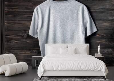 blank grey t-shirt against wooden background Wall mural