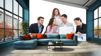 Business people sitting in front of a laptop Wall mural