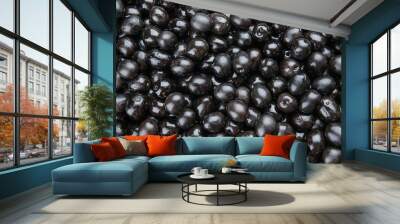 Canned black olives as background Wall mural