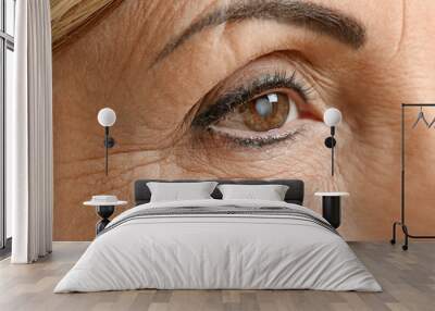 Cataract concept. Senior woman's eye, closeup Wall mural