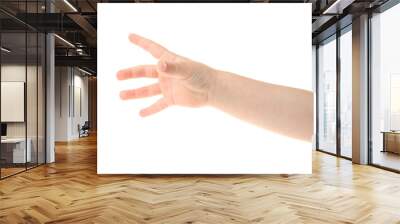 Child's hand gesturing, isolated on white Wall mural