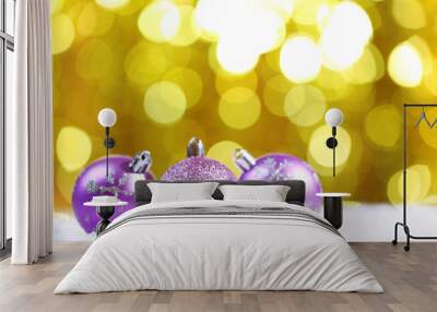 Christmas balls on bright background Wall mural