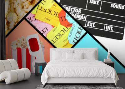 Collage of photos about cinema Wall mural