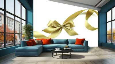 Color gift satin ribbon bow, isolated on white Wall mural