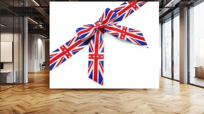 Color ribbon with British flag pattern on white background Wall mural