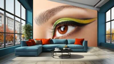 colourful eye makeup, closeup Wall mural