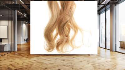 Curly blond hair isolated on white Wall mural