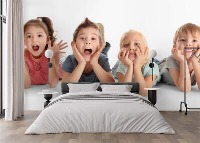 Cute little children on white background Wall mural