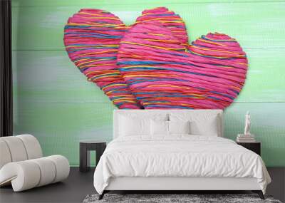 Decorative heart on wooden background Wall mural