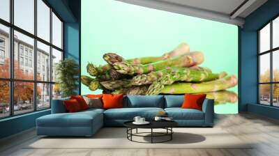 delicious asparagus on  blue background Wall mural