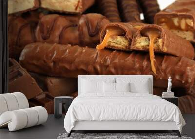 Delicious chocolate bars close up Wall mural