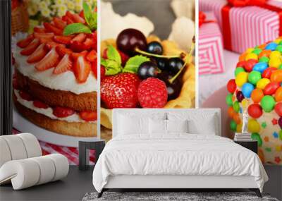 Delicious desserts collage Wall mural