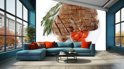 Delicious grilled meat isolated on white Wall mural