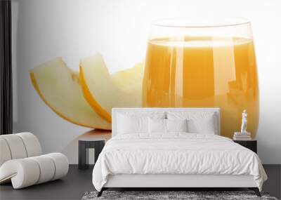 Delicious juice of melon isolated on white Wall mural