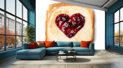 Delicious toast with sweet jam on white background Wall mural