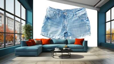 denim shorts isolated on white Wall mural