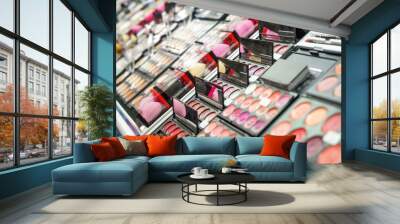 different cosmetics in modern shop Wall mural