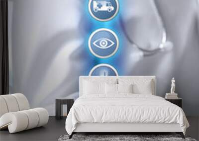 doctor hand and medicine icons. medical technology concept Wall mural