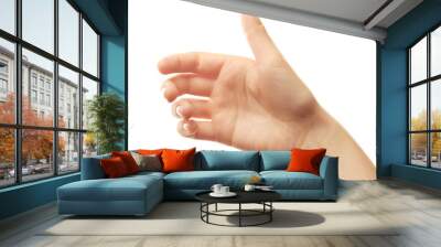 Female hand on white background Wall mural