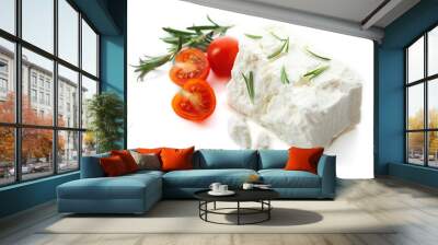 feta cheese isolated on white Wall mural