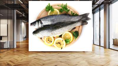 fresh fishes with lemon, parsley and spice Wall mural