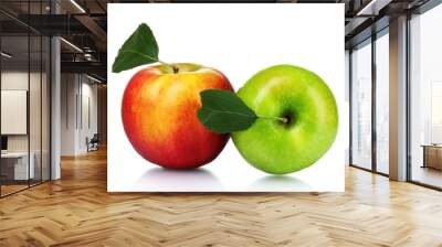 fresh ripe apples isolated on white Wall mural