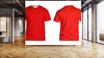 Front and back views of t-shirt on white background Wall mural