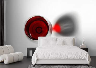 Glass with red wine on white background Wall mural