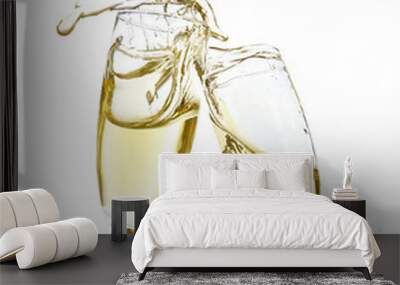 Glasses of champagne with splash, isolated on white Wall mural