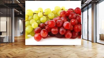 Green and red grape isolated on white background Wall mural