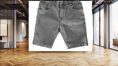 grey denim shorts isolated on white Wall mural