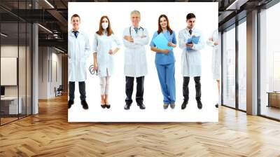 Group of smiling medical doctors isolated on white Wall mural