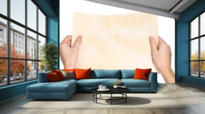 hands and paper isolated on white Wall mural