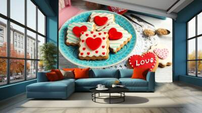 Heart shaped cookies for valentines day Wall mural