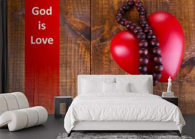 Heart with rosary beads Wall mural