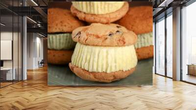 Ice cream cookie sandwiches, closeup Wall mural